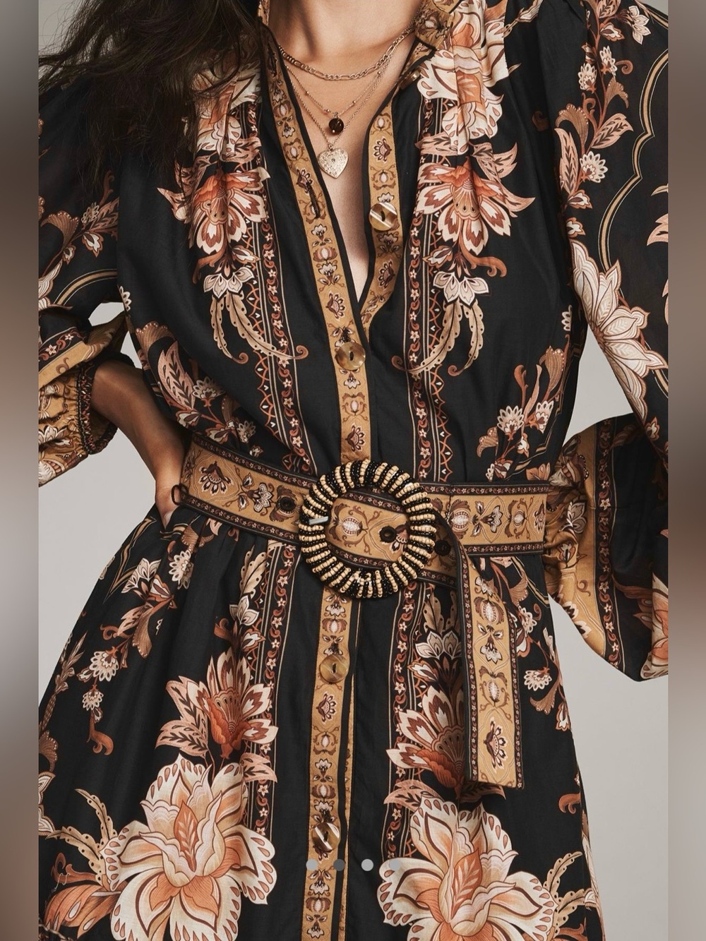 FARM Rio Majestic Garden Black Floral Belted Cotton Mini Dress, NWT π§π· - Picture 2 of 15